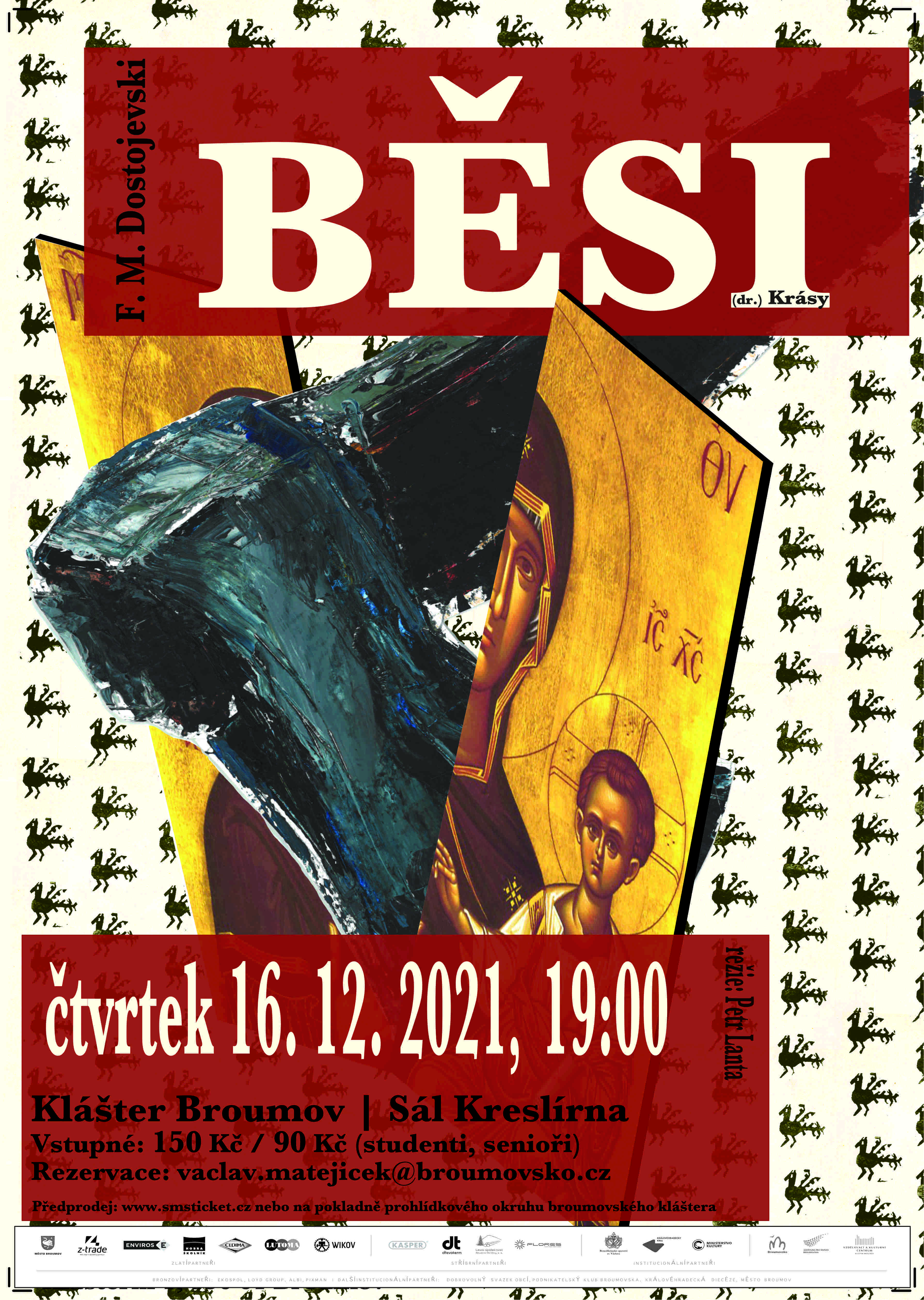 Plakát na premiéru Běsů 16. 12. 2021 v Klášteře Broumov